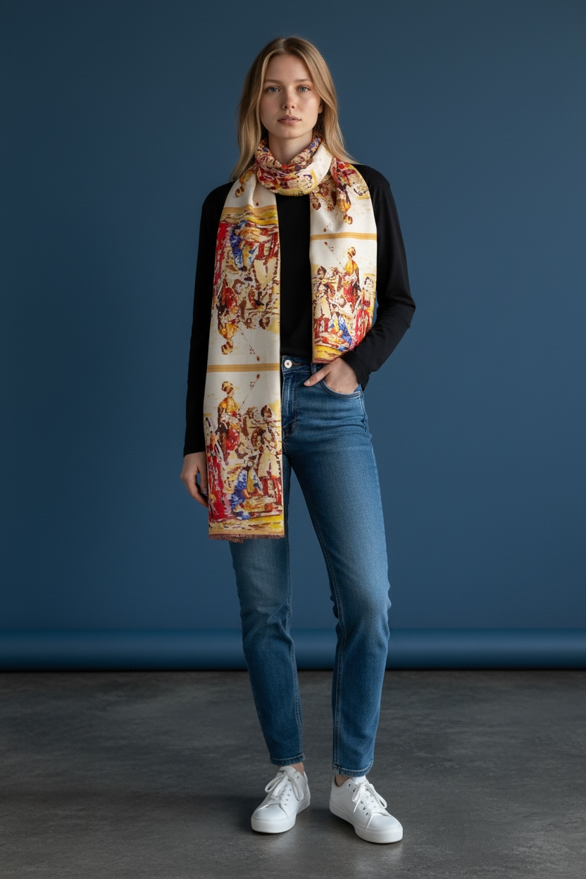 Armenian women with traditional Taraz silk scarf