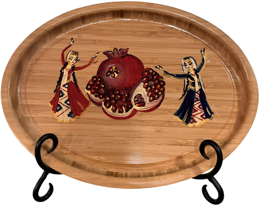 Pomegranate Oval Wooden Tray