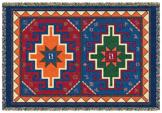 Armenian Alphabet Tapestry Throw on a Rug Design
